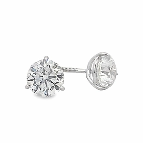 14K White Gold Diamond Solitaire Stud Earrings - 2.41 Carat understated look Layered Look