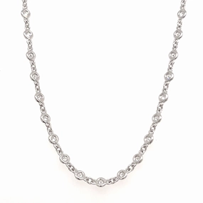 Charming Glow Custom Piece 14K White Gold Diamond Station Necklace