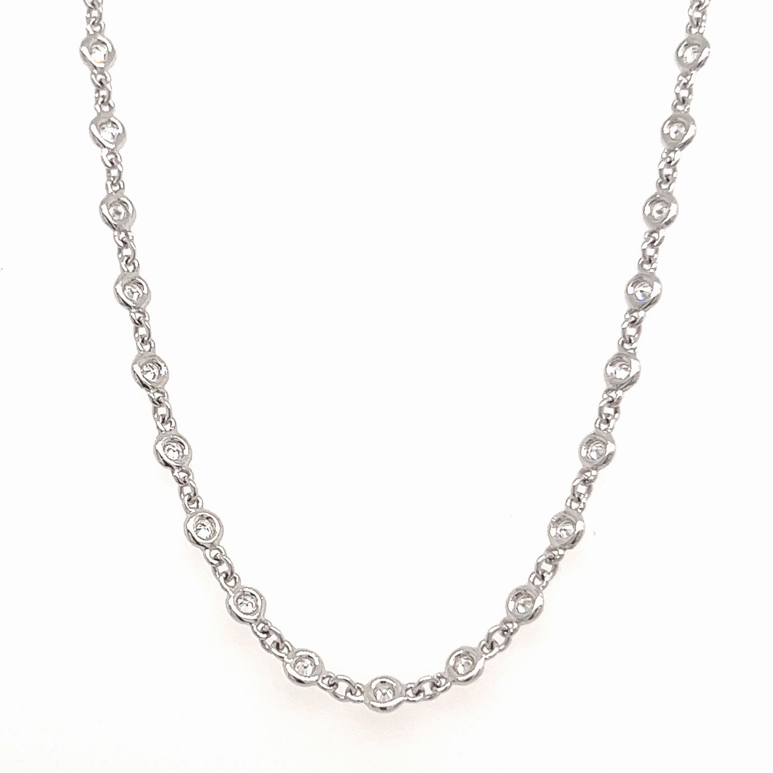 Charming Glow Custom Piece 14K White Gold Diamond Station Necklace