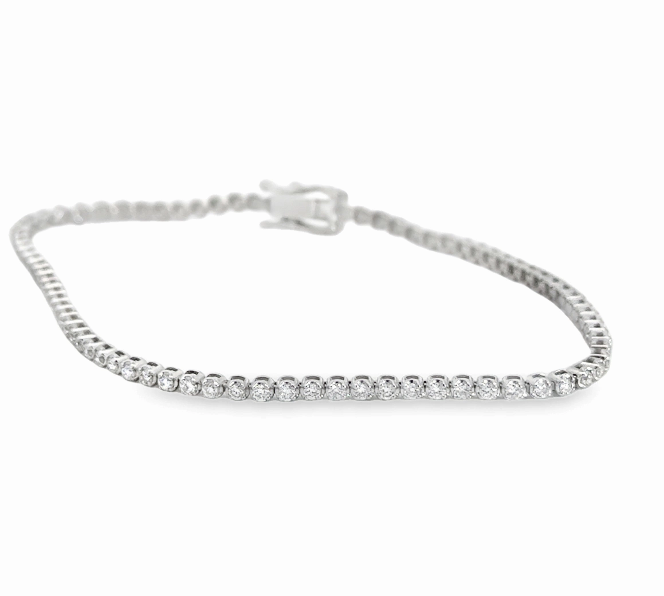 Gloss Moment 14K White Gold Diamond Tennis Bracelet - 1.28 Carats