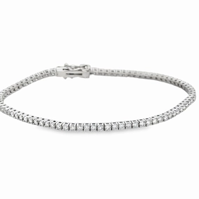 Valentine Gift Distinct Form 14K White Gold Diamond Tennis Bracelet - 2.18 Carats