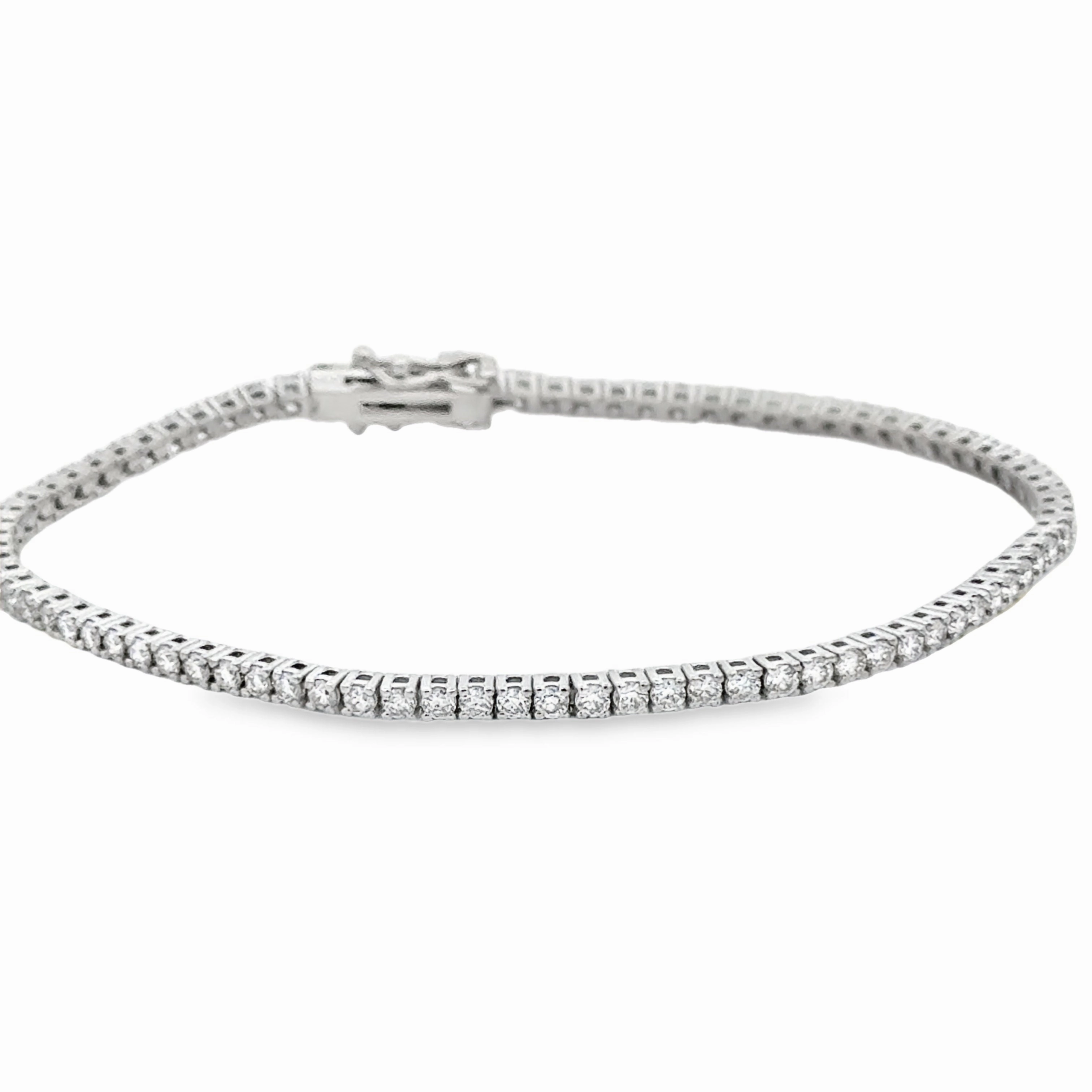 Valentine Gift Distinct Form 14K White Gold Diamond Tennis Bracelet - 2.18 Carats