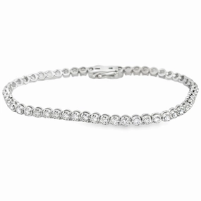 Dazzling Accent Refined Fashion 14K White Gold Diamond Tennis Bracelet - 2.44 Carats