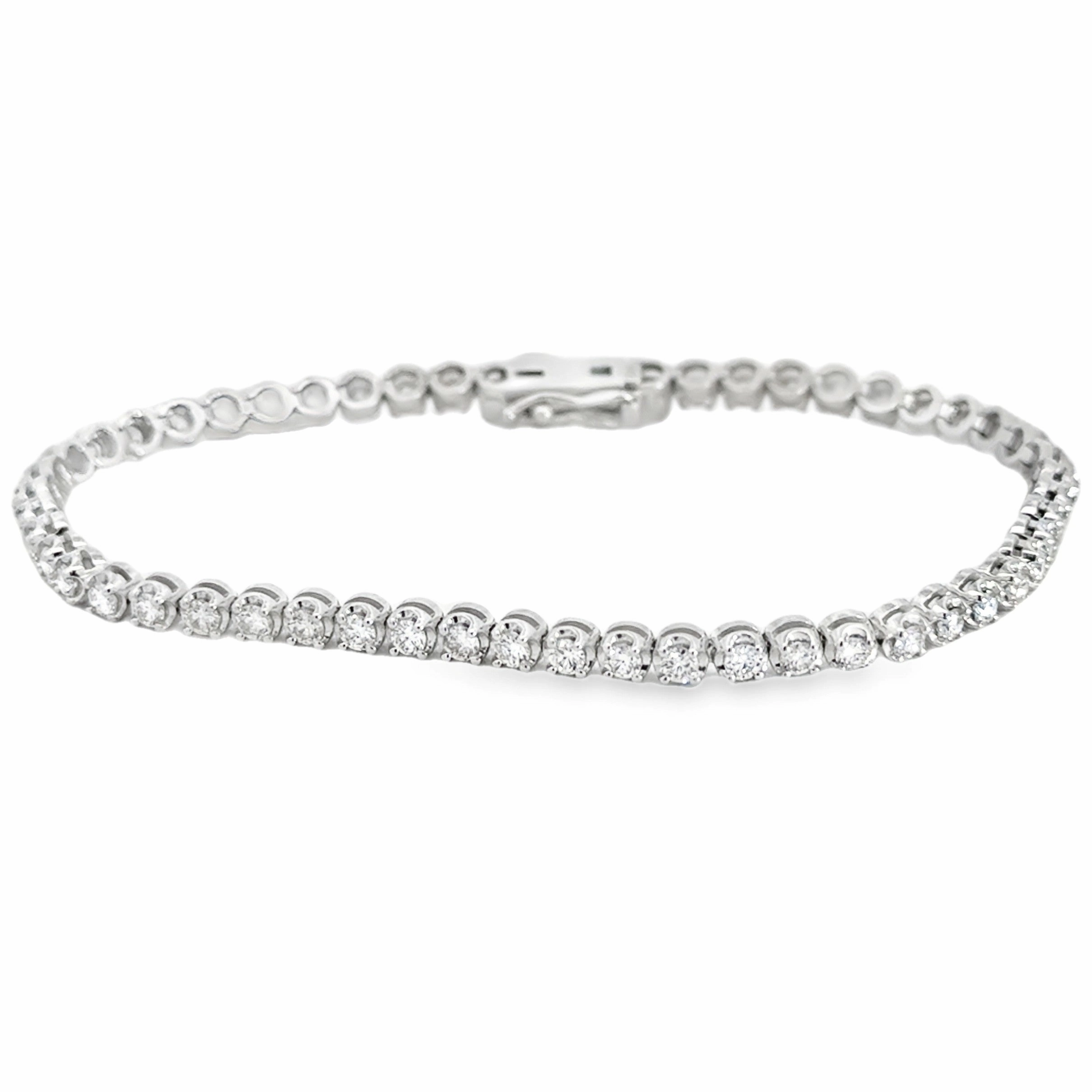 Dazzling Accent Refined Fashion 14K White Gold Diamond Tennis Bracelet - 2.44 Carats