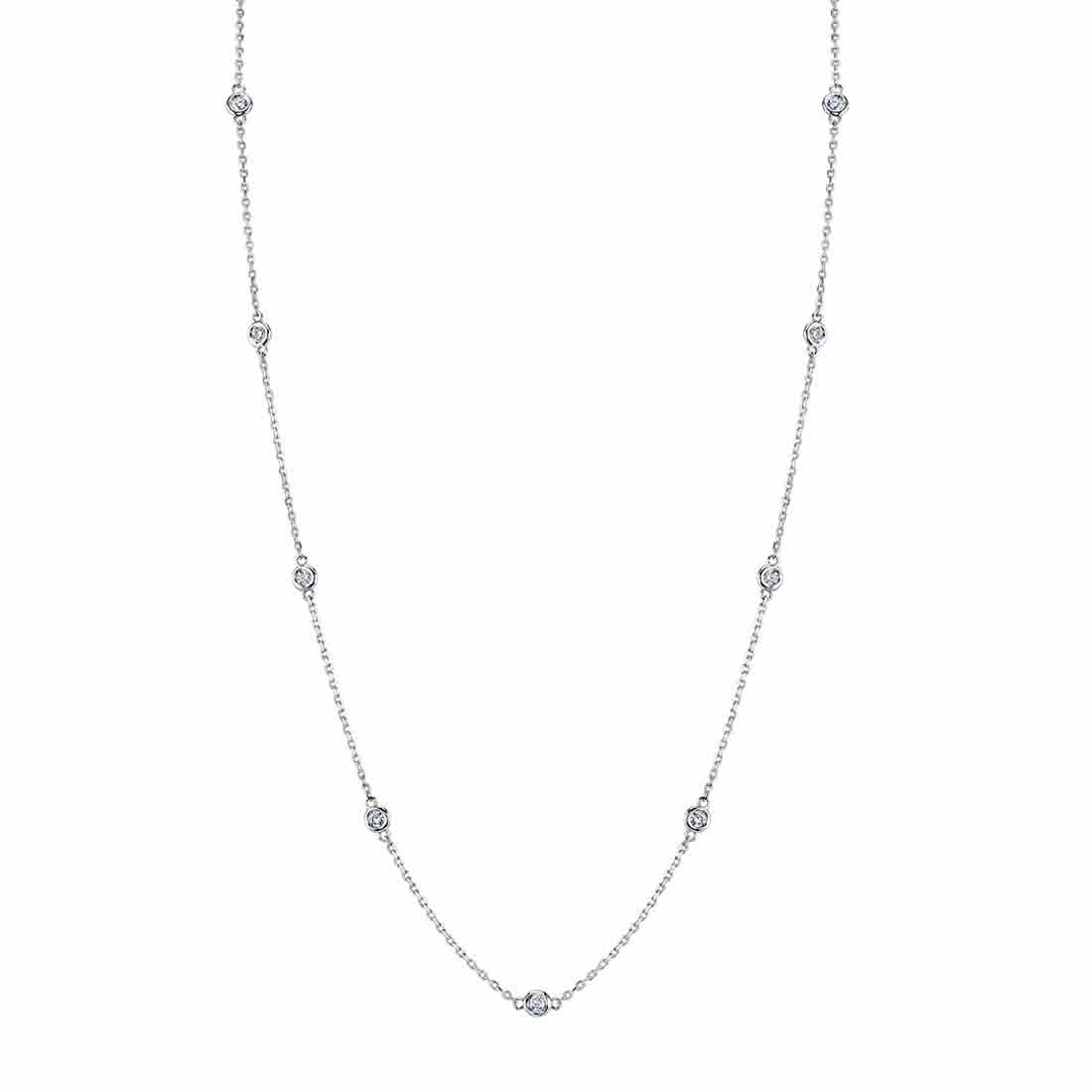 Luxury Sparkle 14K White Gold Diamonds by the Yard Necklace - 0.25ct