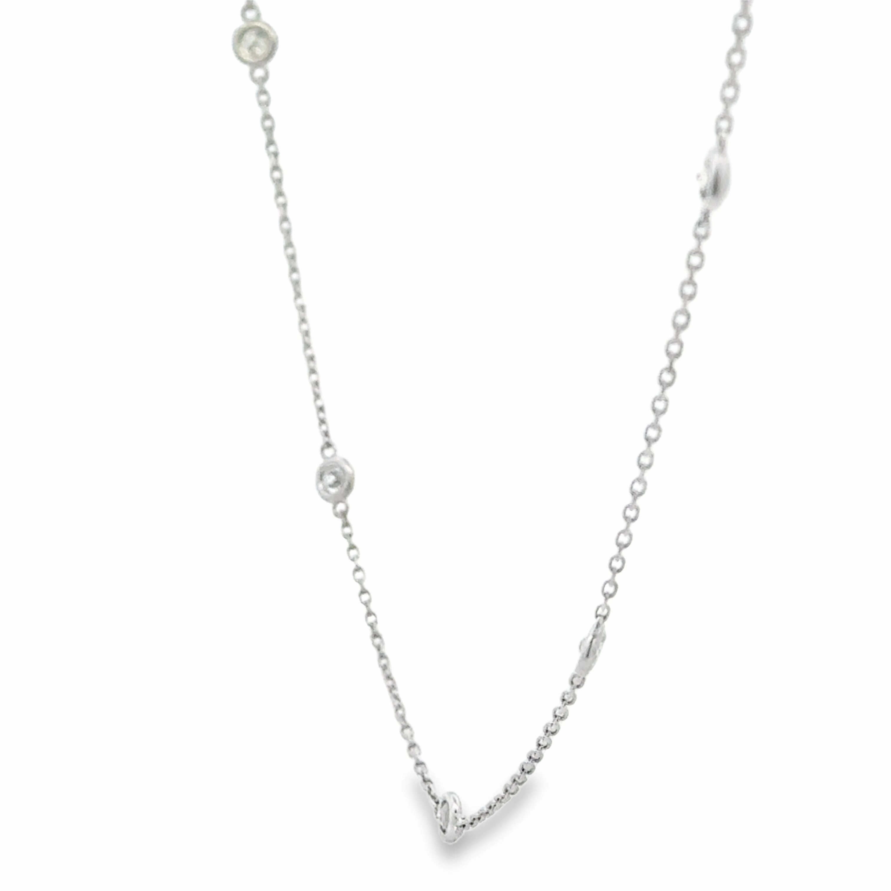 14K White Gold Diamonds by the Yard Style Necklace - 1.55 Carats Glamorous Craft Premium Detail