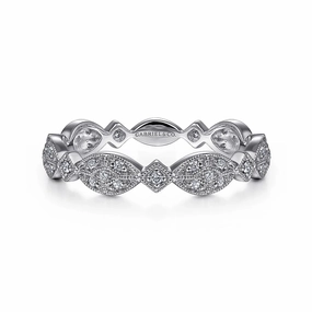 14K White Gold Marquise Station Cluster Diamond Stackable Ring Dainty Form Winter Party