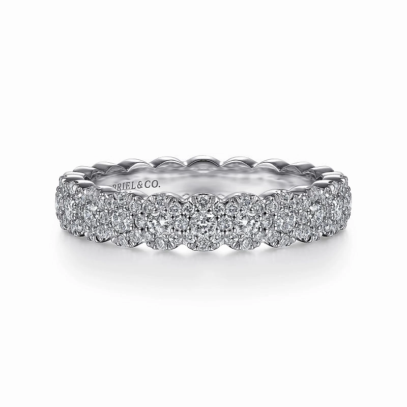 Daily Match Versatile Accent 14K White Gold Round Diamond Halo Anniversary Band - 0.55ct