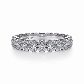 Glow Piece 14K White Gold Round Diamond Halo Anniversary Band - 0.55ct