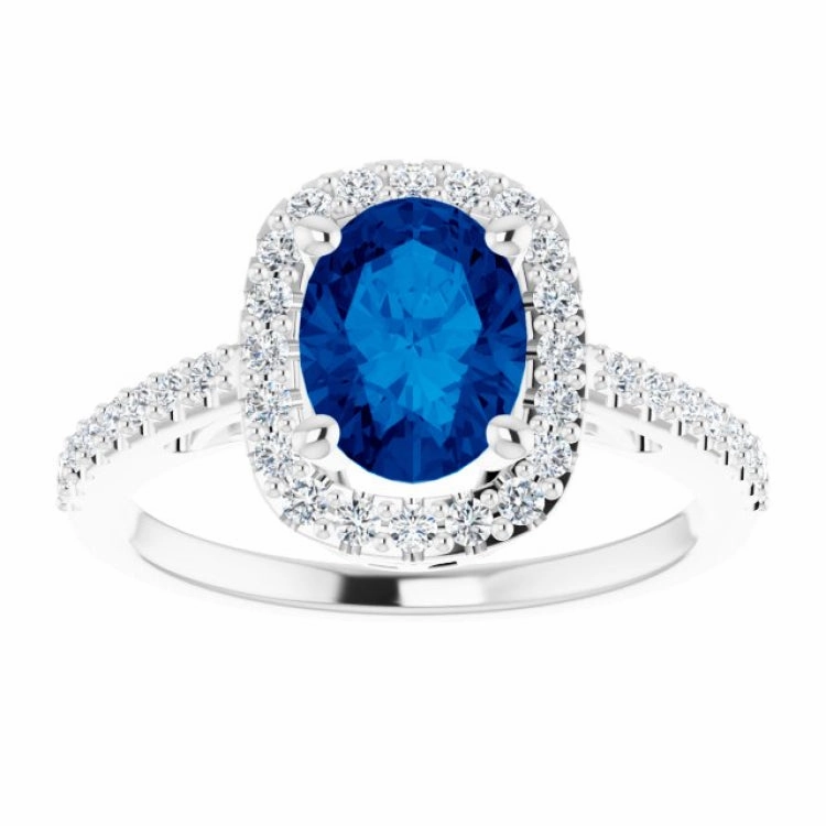 Contemporary accessory Modern Keepsake 14K White Lab-Grown Blue Sapphire & 1/3 CTW Natural Diamond Ring