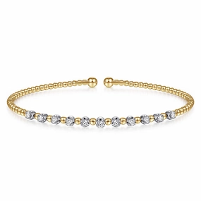 Sophisticated piece 14K White-Yellow Gold Bujukan Diamond Split Bangle
