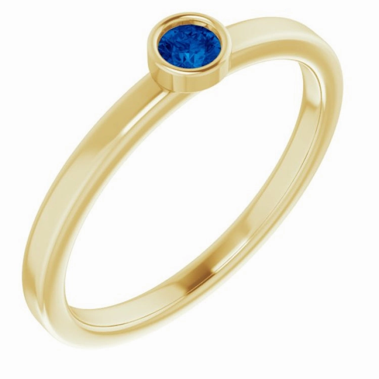 Weekend Look Modern Sign 14K Yellow 3 mm Lab-Grown Blue Sapphire Ring