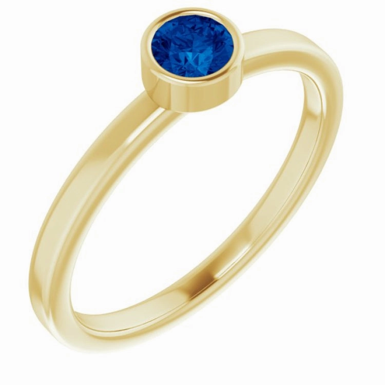 Urban Favorite Secure Ornament 14K Yellow 4 mm Natural Blue Sapphire Ring