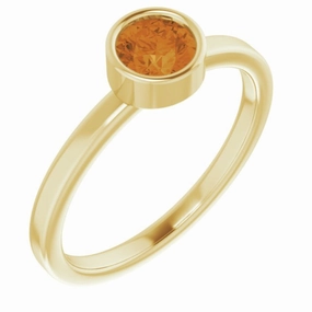 Rigid Structure 14K Yellow 5 mm Natural Citrine Ring