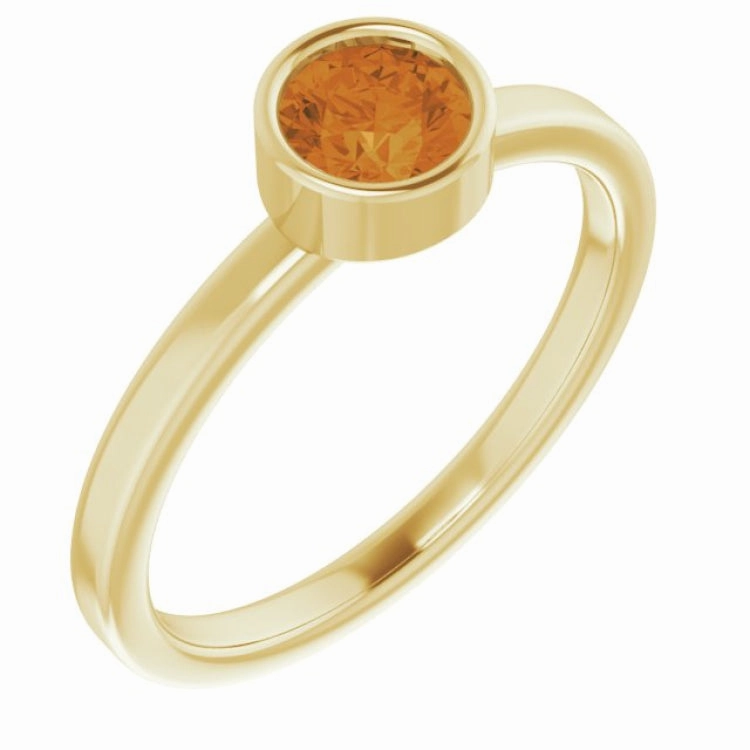 Rigid Structure 14K Yellow 5 mm Natural Citrine Ring