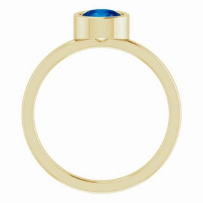 14K Yellow 6 mm Lab-Grown Blue Sapphire Ring Award winning