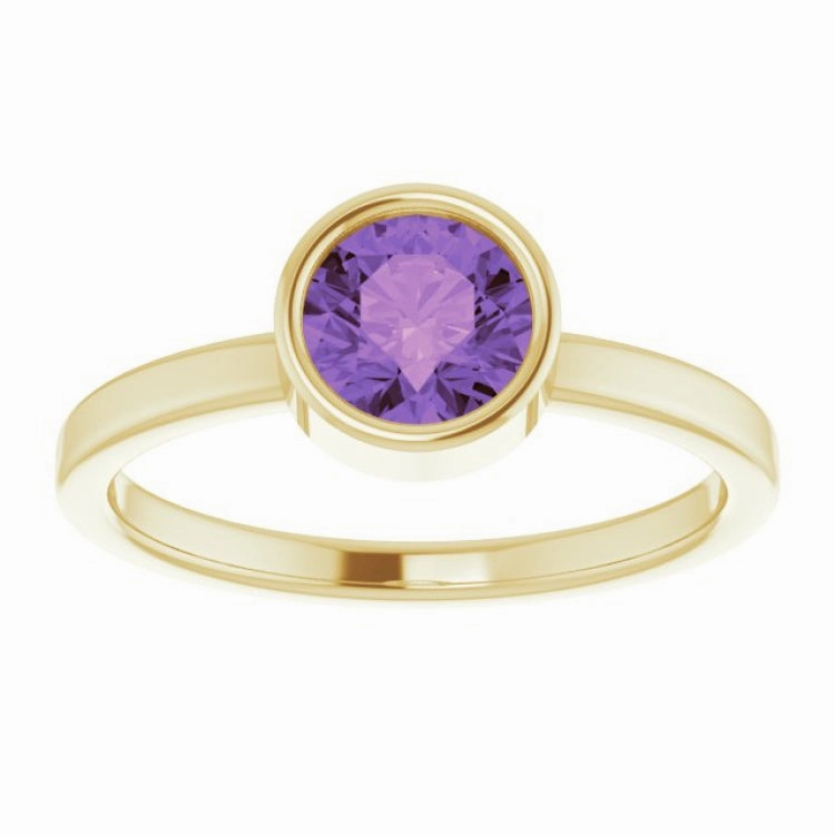 classic accessory 14K Yellow 6 mm Natural Amethyst Ring