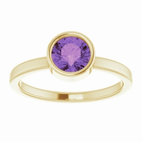 classic accessory 14K Yellow 6 mm Natural Amethyst Ring