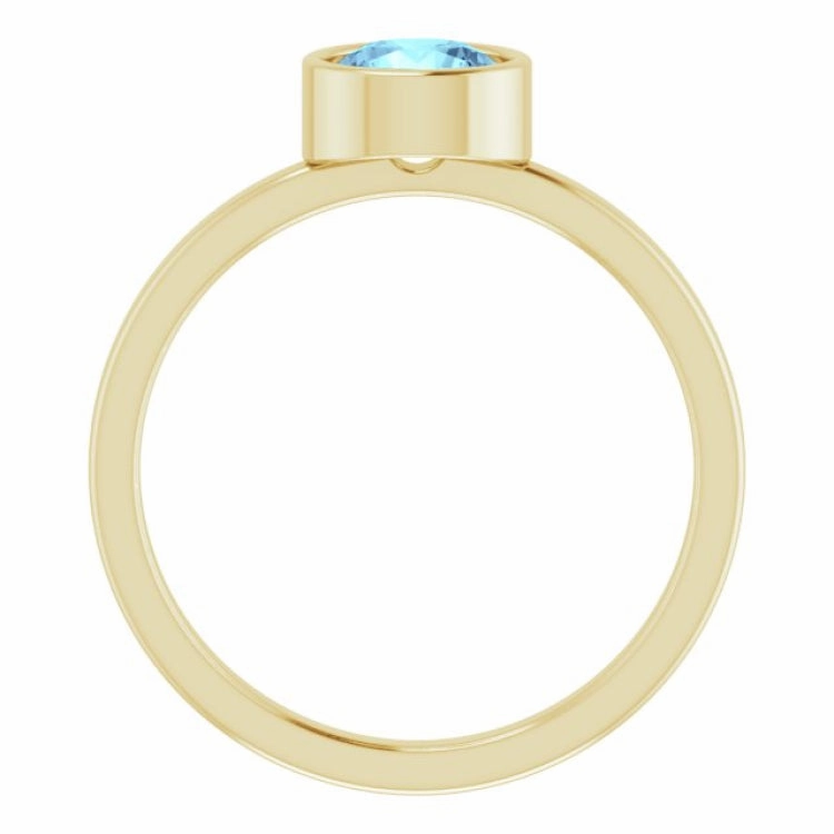 14K Yellow 6 mm Natural Aquamarine Ring Creative Trinket Symbolic Meaning