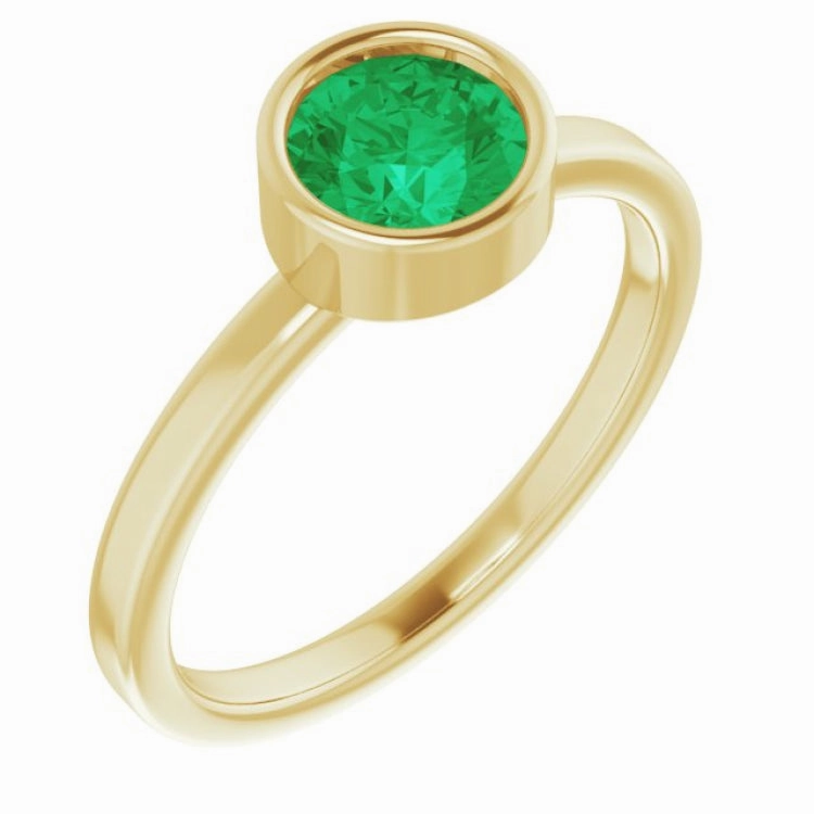 Balanced Balance Timeless Motion 14K Yellow 6 mm Natural Emerald Ring