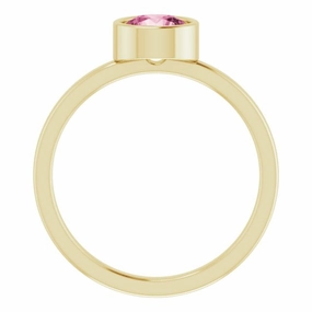 14K Yellow 6 mm Natural Pink Tourmaline Ring Straight Edge Understated Mood