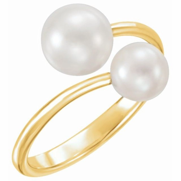 Medieval Design 14K Yellow Cultured White Freshwater Pearl Ring