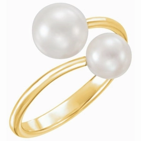 Medieval Design 14K Yellow Cultured White Freshwater Pearl Ring
