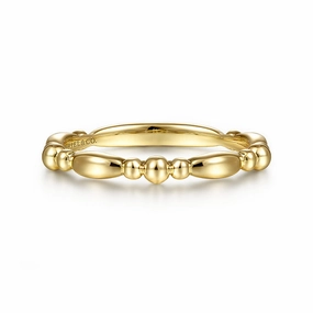 Special Touch 14K Yellow Gold Alternating Bar and Bujukan Bead Stackable Ring