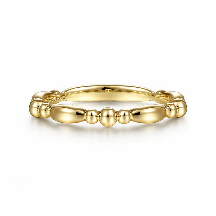 Special Touch 14K Yellow Gold Alternating Bar and Bujukan Bead Stackable Ring