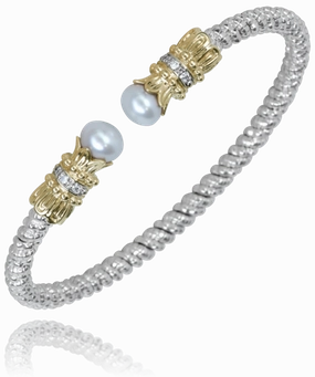 Urban Touch 14K Yellow Gold and Sterling Silver Diamond Bangle Bracelet