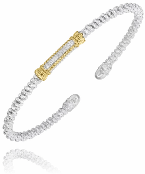 14K Yellow Gold and Sterling Silver Diamond Bangle Bracelet Day To Day