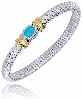 14K Yellow Gold and Sterling Silver Diamond Bangle Bracelet All Day Style Soft Glamour