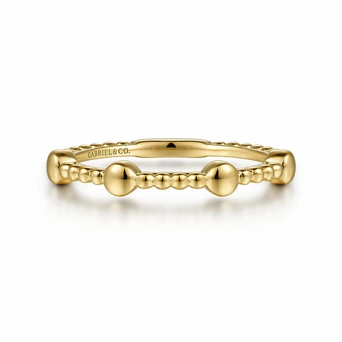 14K Yellow Gold Bujukan Ball Station Stackable Ring Chic Highlight