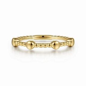 14K Yellow Gold Bujukan Ball Station Stackable Ring Chic Highlight