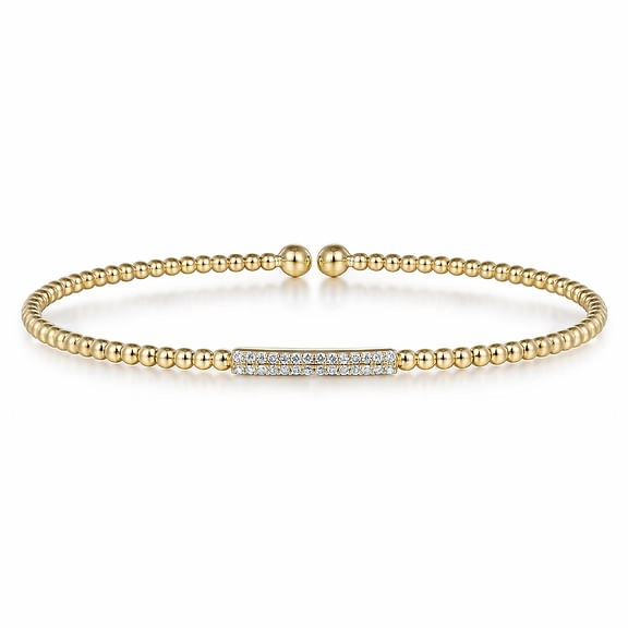 Understated Spark 14K Yellow Gold Bujukan Bead Bangle with Diamonds