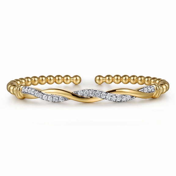 Glam Glow 14K Yellow Gold Bujukan Diamond Twist Split Bangle Bracelet