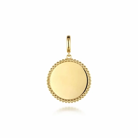 14K Yellow Gold Bujukan Round Personalized Medallion Pendant Classic Appeal Fashion Collection