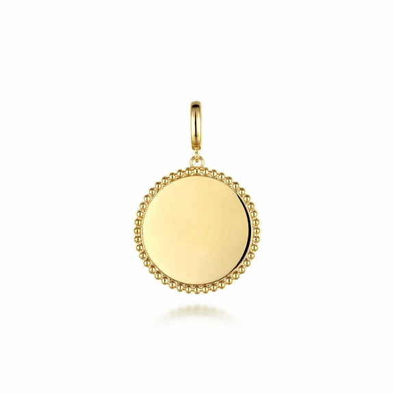 14K Yellow Gold Bujukan Round Personalized Medallion Pendant Classic Appeal Fashion Collection
