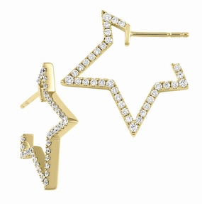 14K yellow gold diamond fashion star earrings from Chatham's Celestial Collection featuring Chatham lab grown diamonds. Cool Finish