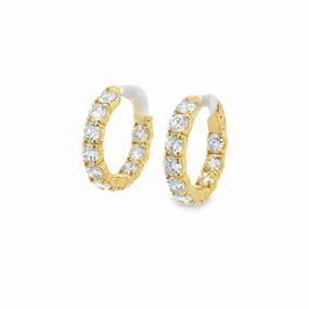 Textured Accent Timeless Accessory 14K Yellow Gold Diamond Hoop Earrings - 4.53 Carats