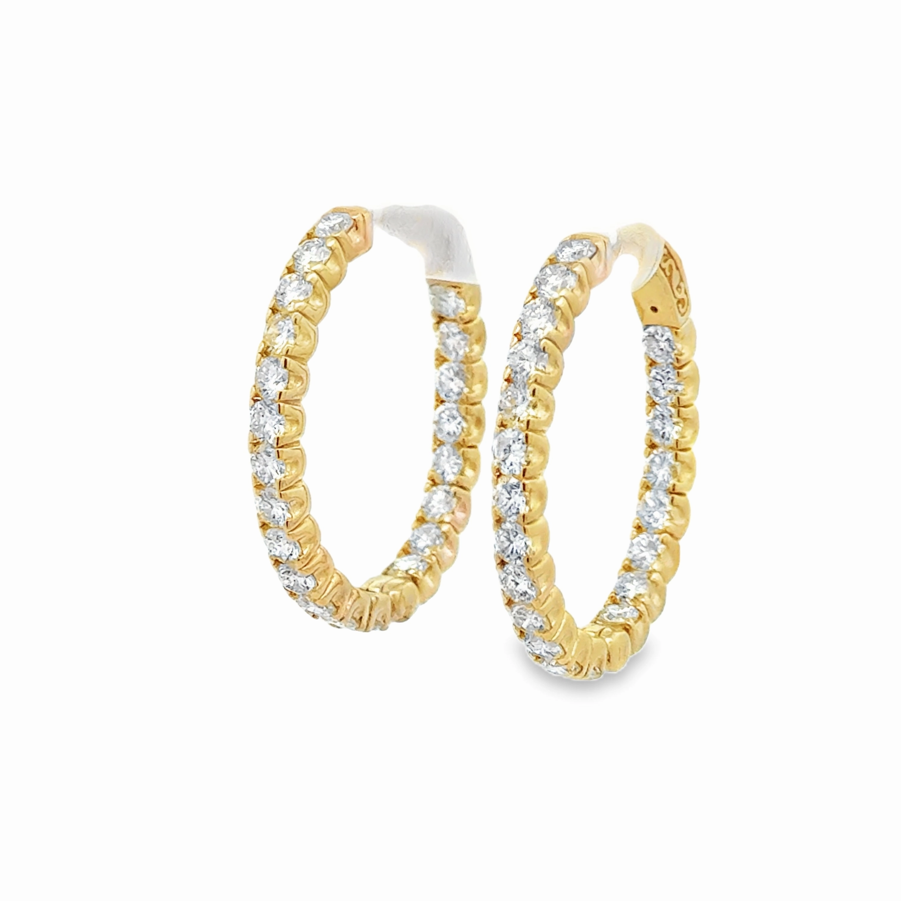Elegant Creations 14K Yellow Gold Diamond Inverted Hoop Earrings - 3.85 Carats