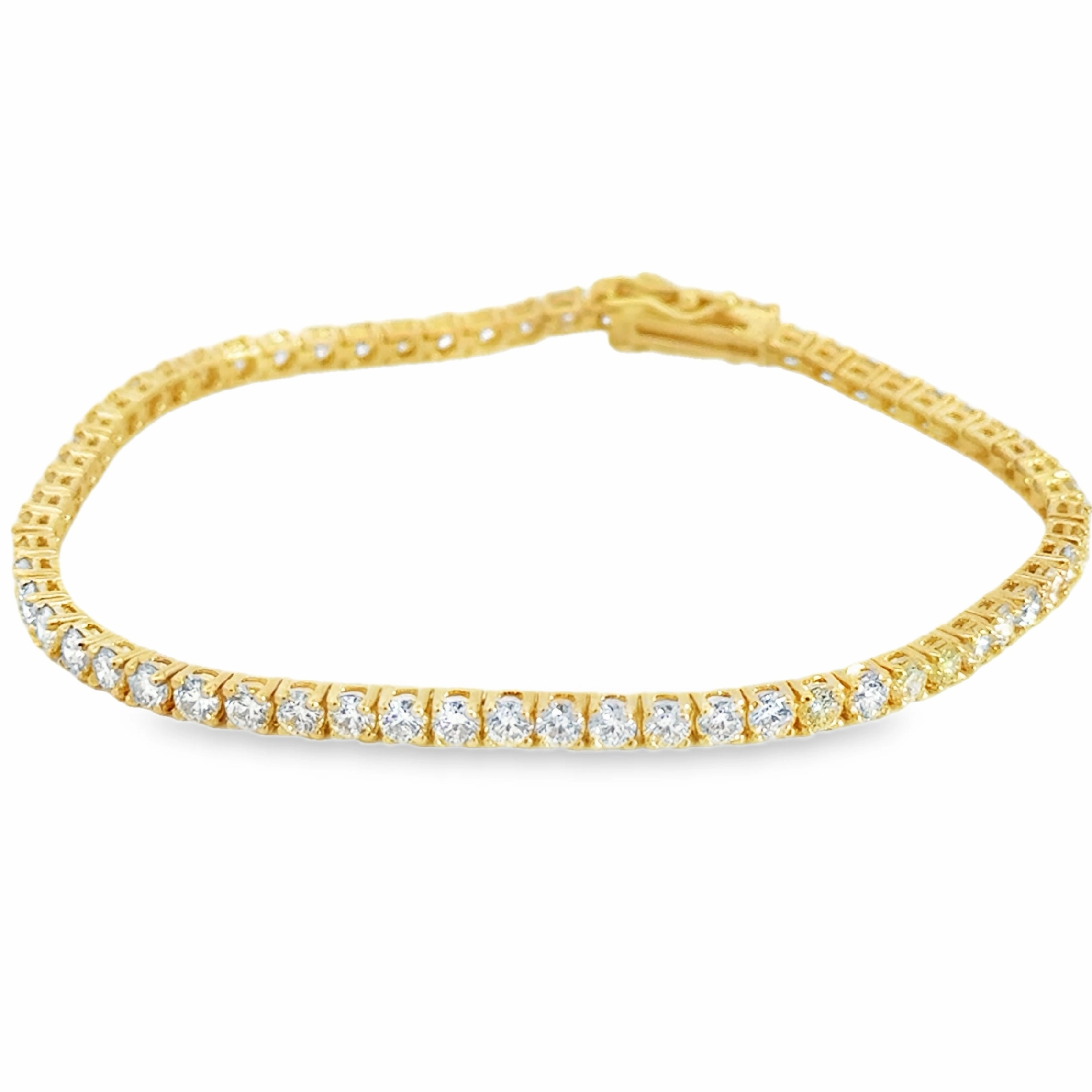 14K Yellow Gold Diamond Tennis Bracelet  - 4.60 Carats Quick Spark