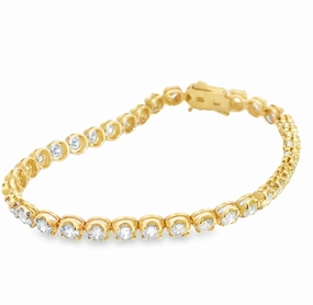 14K Yellow Gold Diamond Tennis Bracelet - 6.53 Carats Youthful Glow Dressy Mood