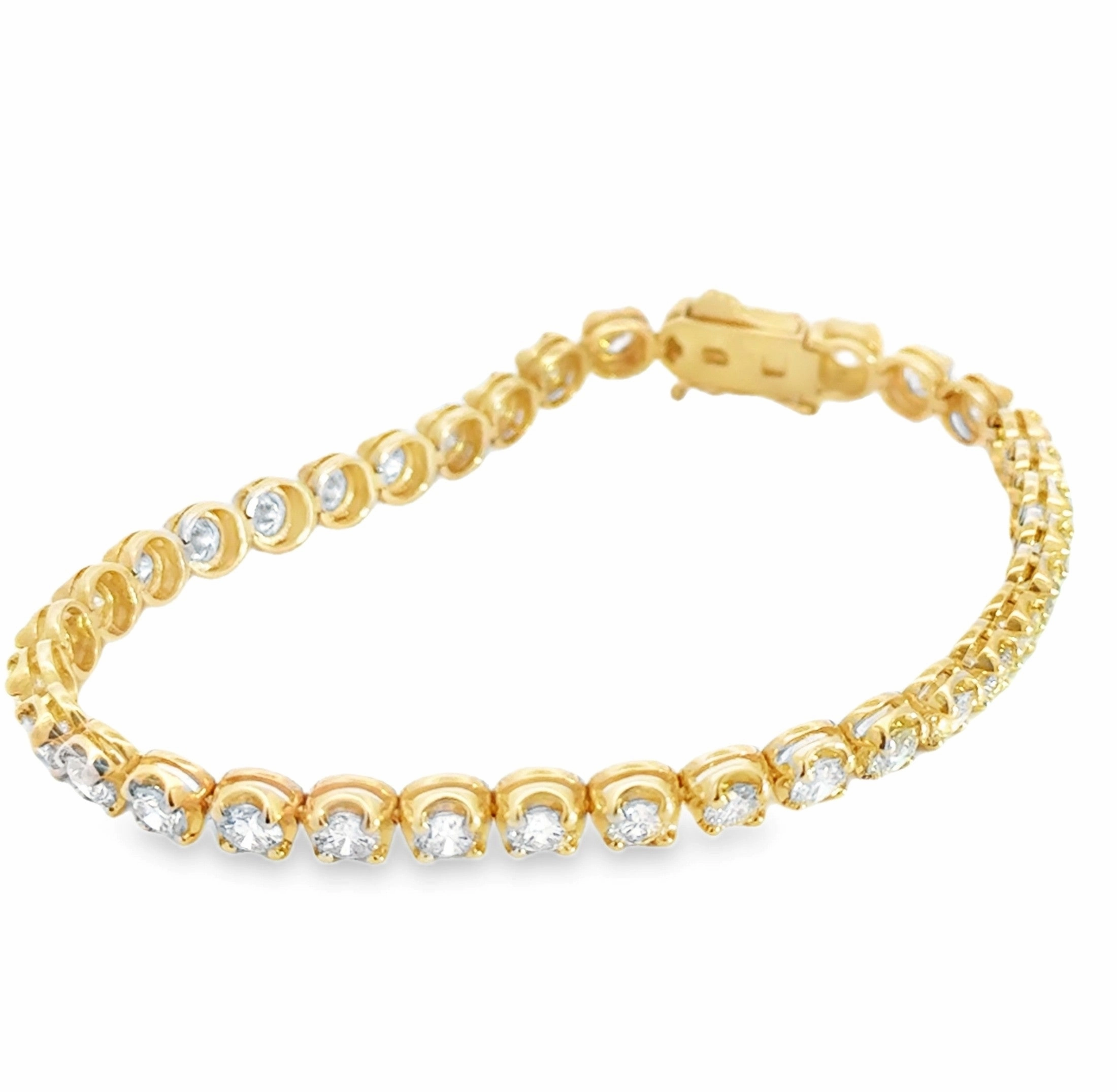 14K Yellow Gold Diamond Tennis Bracelet - 6.53 Carats Youthful Glow Dressy Mood