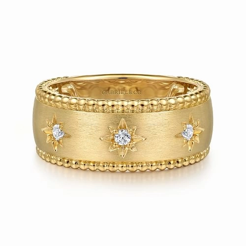 Effortless Layer 14K Yellow Gold Diamond Wide Bujukan Band Ladies Ring