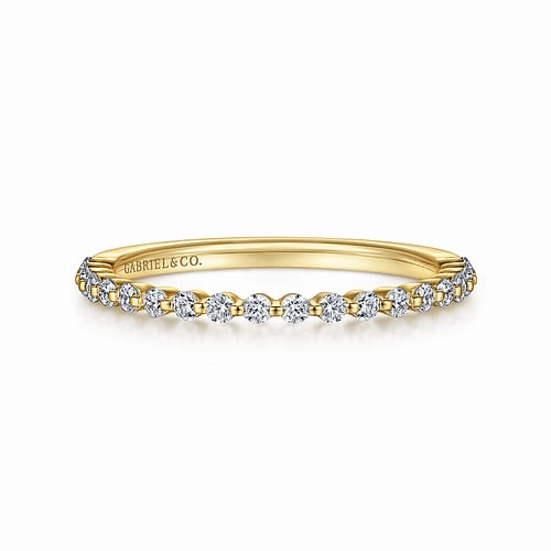 14K Yellow Gold Single Prong Diamond Anniversary Band Dainty Form