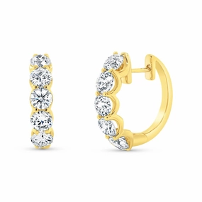 Sparkling Edge Quiet Look 14K Yellow Gold Timeless Collection 1-Row Hoop Earrings