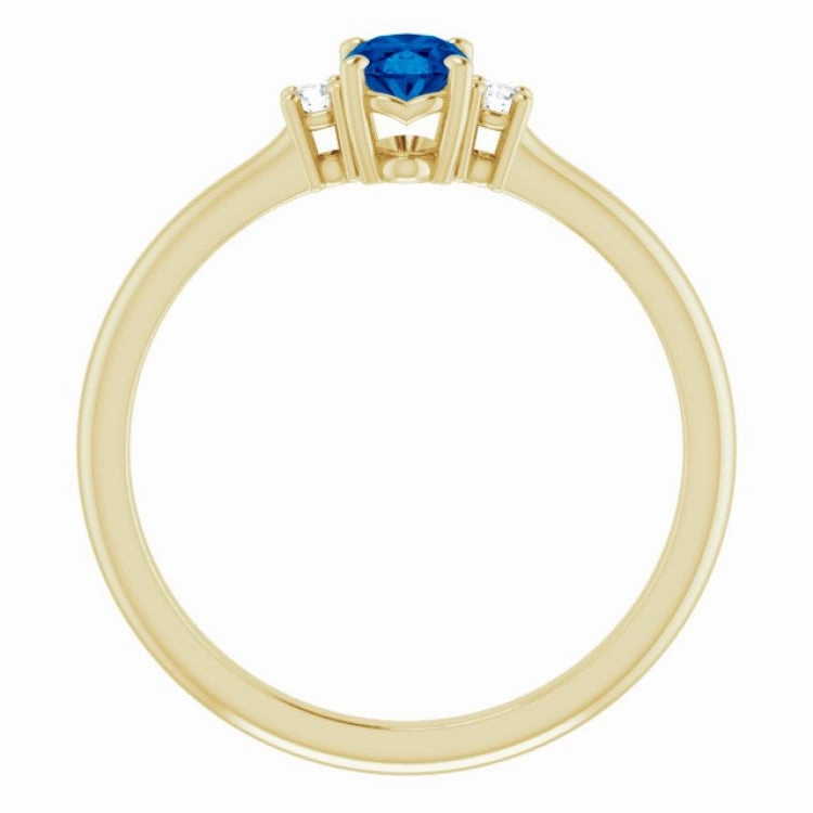 party accessory Work Friendly Style 14K Yellow Lab-Grown Blue Sapphire & .04 CTW Natural Diamond Ring