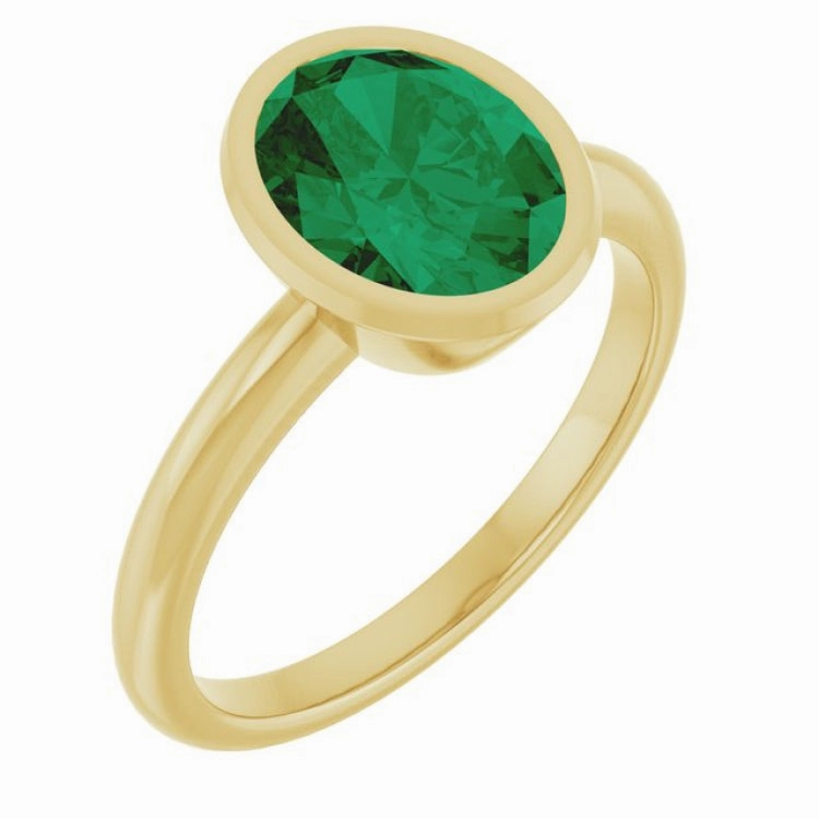 14K Yellow Lab-Grown Emerald Ring Bridal Shower