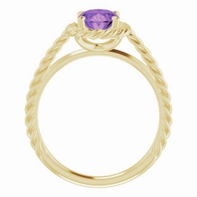 14K Yellow Natural Amethyst Rope Ring Glamorous Object
